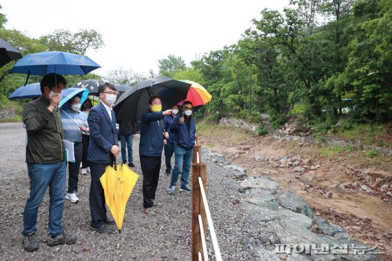 조광한 남양주시장 15일 청학밸리리조트 정비현장 점검. 사진제공=남양주시