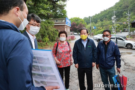 조광한 남양주시장 15일 청학밸리리조트 정비현장 점검. 사진제공=남양주시