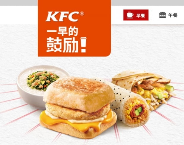 중국 KFC의 조찬 메뉴