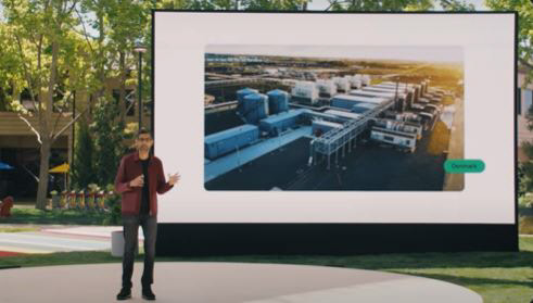 순다 피차이 구글 CEO(최고경영자)가 19일 열린 '구글 I/O(연례 개발자회의) 2021'에서 연설하고 있다.  영상 캡처