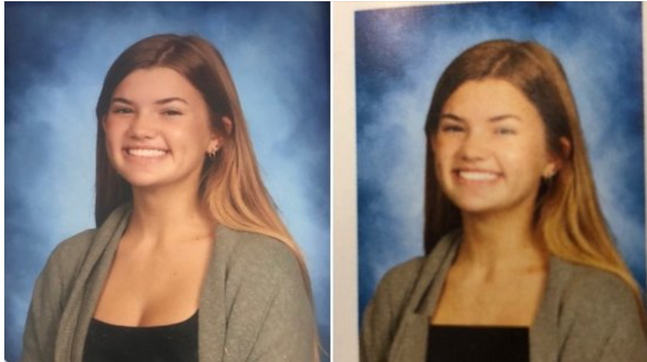 가슴골을 의상과 똑같은 색으로 보정했다. ⓒ트위터 캡쳐