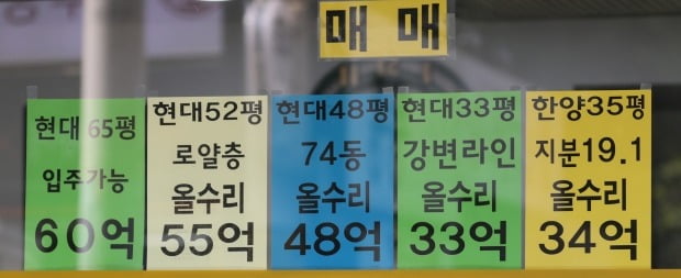 서울 강남구 압구정동의 한 부동산 업소에 게시된 매매 안내. /연합뉴스
