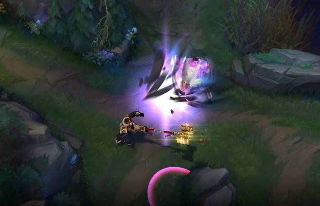 제이스의 이동 불가 효과 스킬을 저항하는 문도 박사(사진=리그 오브 레전드 공식 홈페이지 발췌).