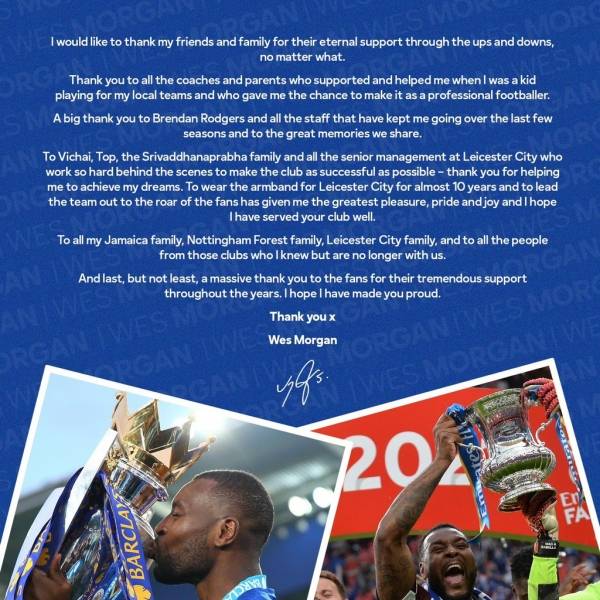 은퇴를 발표한 모건. 그의 손편지 2편.