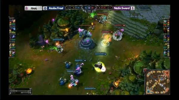 라이즈의 이니시에이팅을 받아치는 쏭의 존야의 모래시계, 사진=OGN 영상 캡처