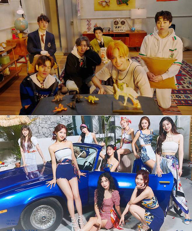 BTS가 ‘버터’를 발표한 데 이어 엑소(위쪽), 트와이스 등 국내외에서 많은 인기를 얻고 있는 아이돌 가수들이 여름 노래를 들고 돌아온다.