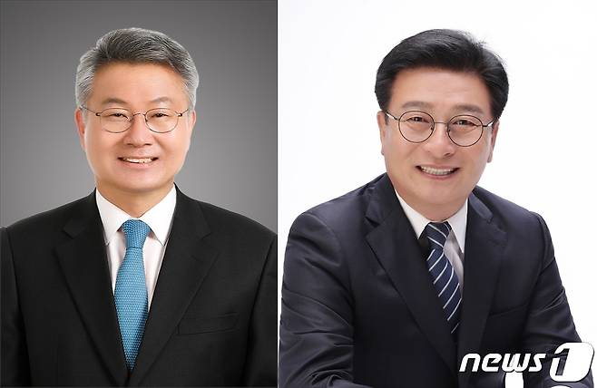 더불어민주당 김회재(왼쪽)·윤재갑 의원© 뉴스1