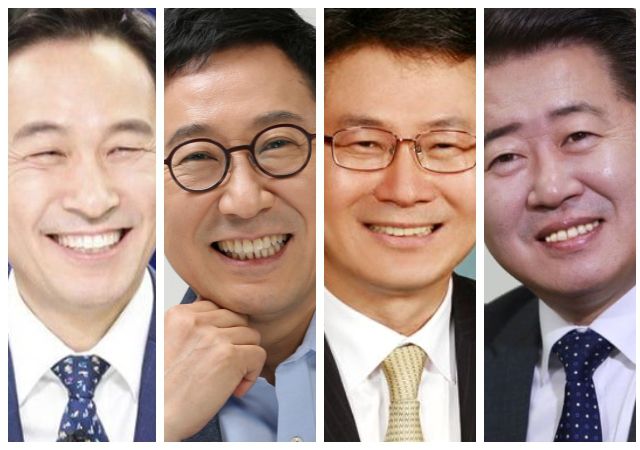 왼쪽부터 더불어민주당 우상호·김한정·김회재·오영훈 의원.