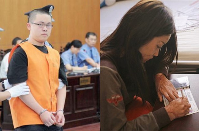 재판에 출석한 가해자(사진 왼쪽)와 피해여성의 모습