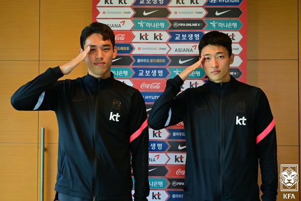 오세훈(왼쪽), 조규성(이상 올림픽 대표팀). 대한축구협회 제공
