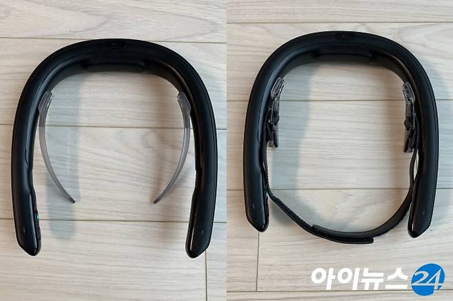캐논코리아 비즈니스 솔루션은 양쪽에서 잡아주는 베이직 넥 가이드와 목을 감싸는 방식의 벨크로 넥 가이드를 함께 제공하고 있다. [사진=서민지 기자]
