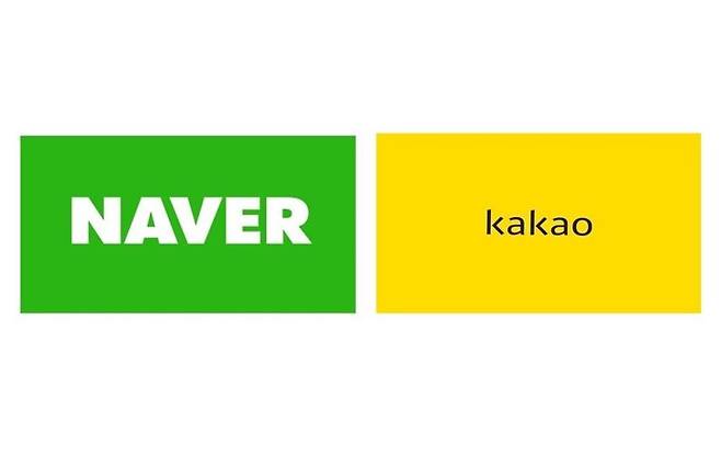 Corporate logos of Naver and Kakao
