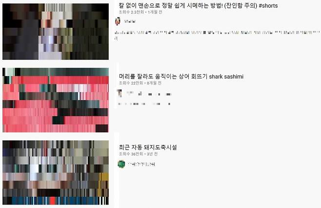 동물을 조리하거나 도축하는 모습이 담긴 유튜브 영상. / 사진 = 유튜브