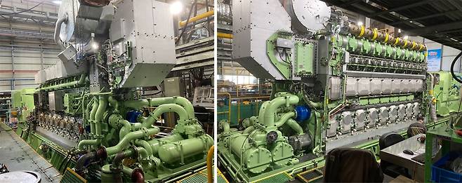 시운전 중인 L35/44DF 발전기 엔진 [STX엔진 제공. 재판매 및 DB 금지]