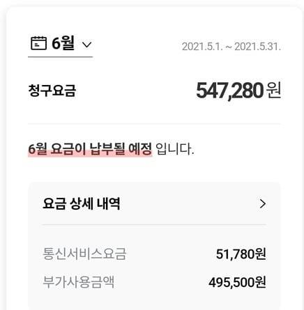 A 씨가 받아든 SK텔레콤 요금 내역서