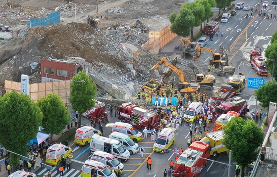 지난 9일 17명의 사상자가 발생한 광주광역시 동구 학동 주택재개발 철거 건물 붕괴 현장. 프리랜서 장정필