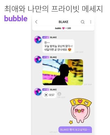 버블 대화 샘플 / 사진=디어유 홈페이지