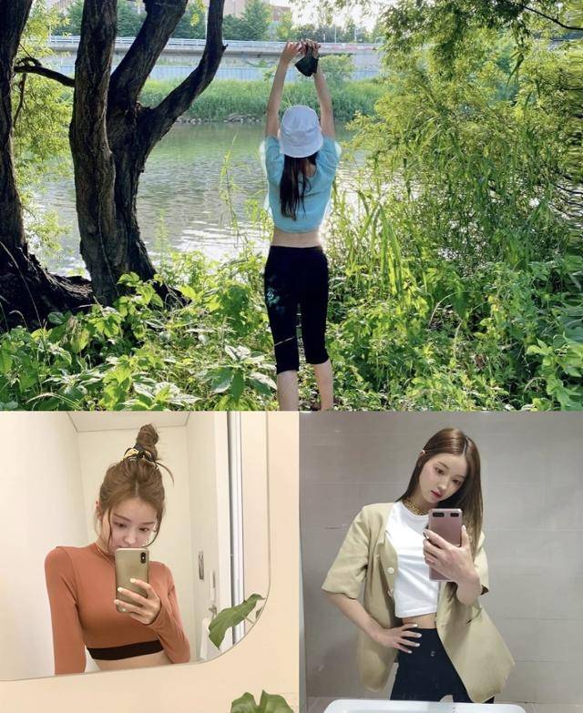 유아가 크롭 티셔츠를 입었다. 유아 SNS 제공
