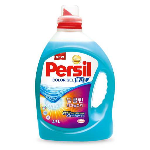 퍼실 딥클린 컬러젤 - 이염 방지제가 들어 짙은 색 옷이나 무늬의 물빠짐을 방지해 주며 각종 효소로 세탁력도 강력하다.