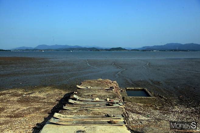 보성 장도의 갯벌과 뻘배/홍기철기자