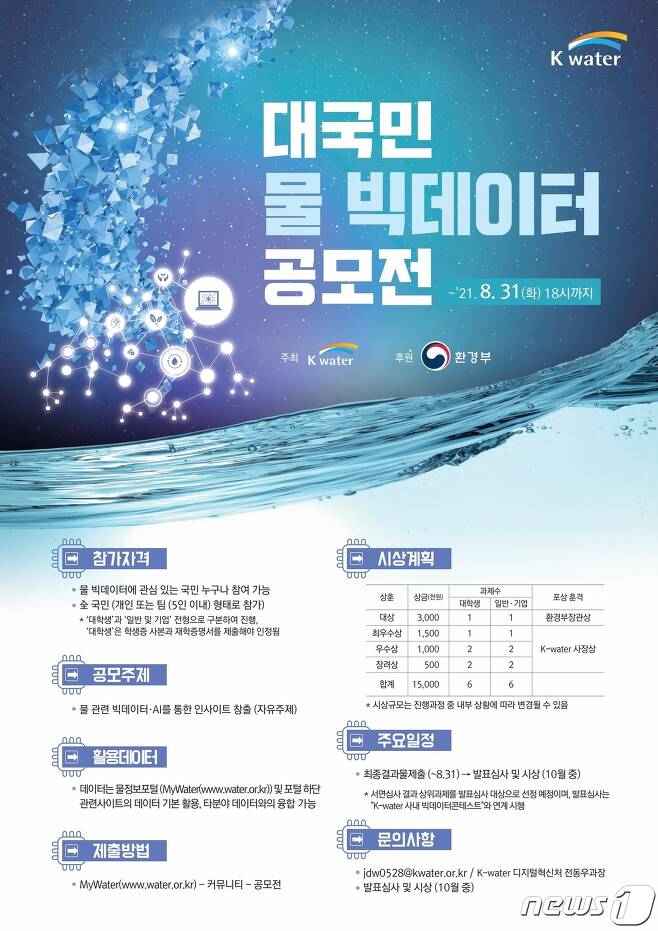2021년 K-water 대국민 물 빅데이터 공모전© 뉴스1