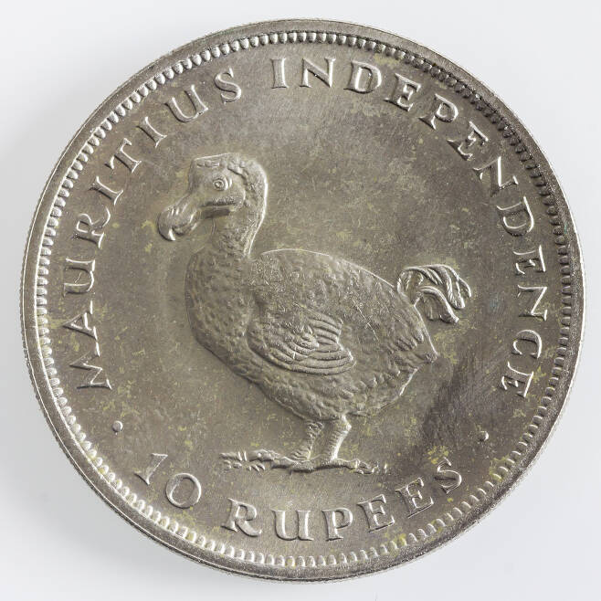 모리셔스에서 유통된 10루피 동전 속의 도도새 / 사진출처 = 위키피디아