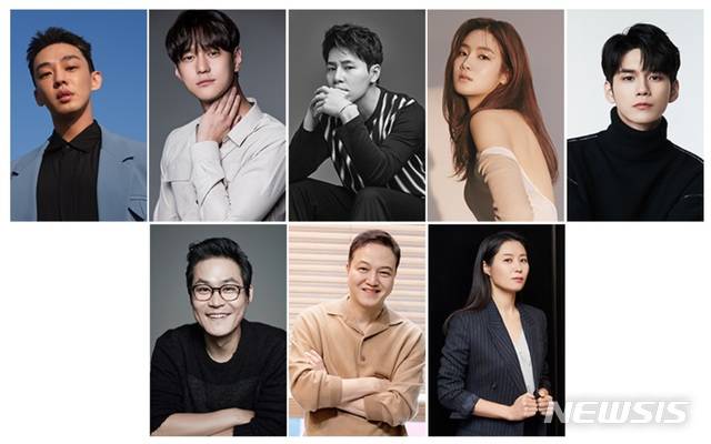 [서울=뉴시스]넷플릭스 영화 '서울대작전' 출연진. 왼쪽 상단부터 시계방향으로 유아인, 고경표, 이규형, 박주현, 옹성우, 문소리, 정웅인, 김성균. (사진 = 유나이티드 아티스트 에이전시, 씨엘엔컴퍼니, 에이스팩토리, 935엔터테인먼트, 판타지오, 씨제스엔터테인먼트, 저스트엔터테인먼트, UL엔터테인먼트 제공) 2021.06.25.photo@newsis.com