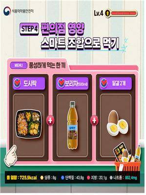 식품의약품안전처는 27일 편의점의 간편식을 ‘덜 짜게, 덜 달게, 덜 기름지게’ 먹을 수 있는 건강한 한 끼 식단을 제안했다. (사진=식약처 제공) *재판매 및 DB 금지