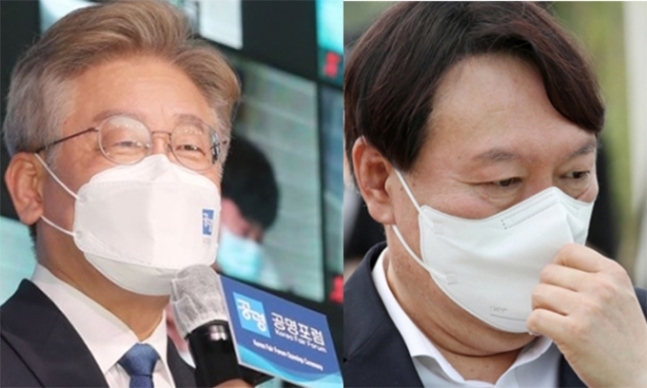 (왼쪽부터) 이재명 경기도지사. 윤석열 전 검찰총장. 연합뉴스