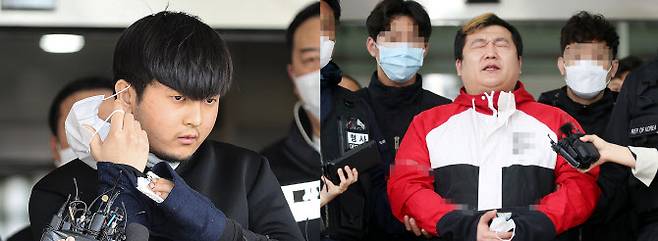 노원 세 모녀 살해 사건 피의자 김태현(왼쪽)과 인천 노래 주점 살해 사건 피의자 허민우(사진=연합뉴스)