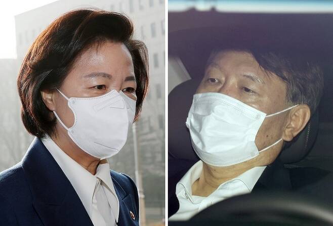 추미애 전 법무부 장관(사진 왼쪽)과 윤석열 전 검찰총장. 연합뉴스