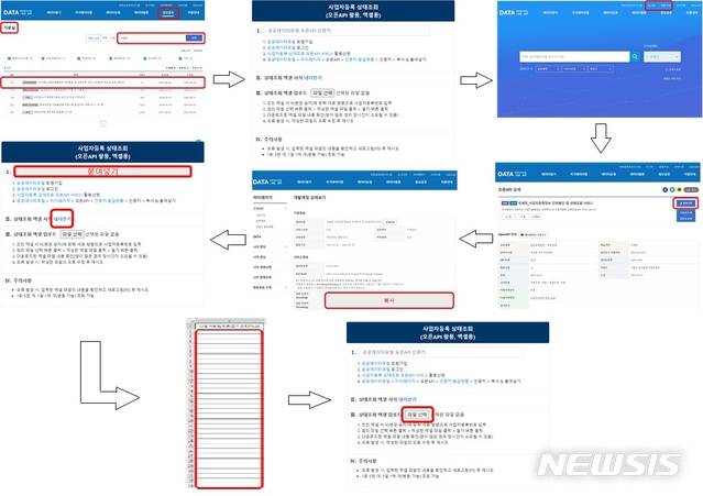 [세종=뉴시스] 엑셀(.xlsx) 파일 업로드 방식의 사업자 상태조회 방법. (자료= 행정안전부 제공) 2021.06.29.