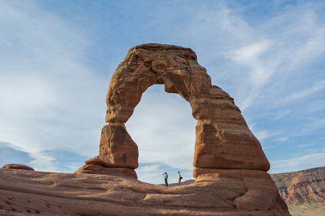 미국 유타주 아치스 국립공원의 델리케이트 아치