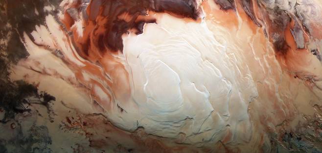 화성 남극의 빙하.(사진=ESA/DLR/FU Berlin/Bill Dunford)
