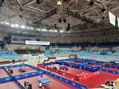 제67회 종별탁구선수권 이 열리고 있는 김천실내체육관의 전경. 이 대회에서 국내 스포츠중계 역사에 한 획을 그을 획기적인 AI 무인중계가 시도됐다.[사진=PP라이프]