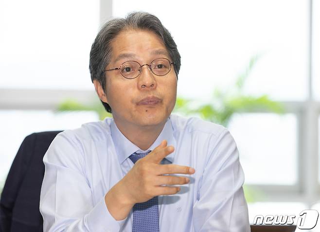 김상엽 알파돔시티 자산관리 대표이사가 5일 오후 경기도 성남시 분당구 알바돔시티 자산관리 본사에서 뉴스1과 인터뷰를 하고 있다 2021.7.5/뉴스1 © News1 이재명 기자