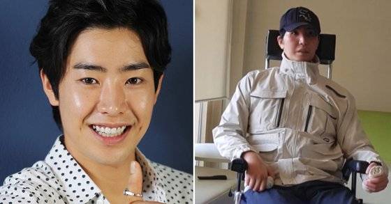 박민우는 지난 2018년 사회복무요원으로 대체 복무 중 동호대교 인근에서 오토바이를 타고 가던 중 교통사고를 당했다. 오른쪽 사진은 CTS기독교TV 유튜브 채널을 통해 공개된 그의 최근 모습. 일간스포츠·유튜브 캡처