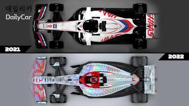 2021년형 F1 레이싱 카(상) 2022년형 F1 레이싱 카(하) </figcation>