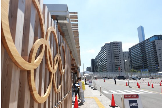 일본 도쿄 하루미 지역에 있는 도쿄올림픽 선수촌. 각국 대표팀은 이곳에 머무르고 있다.