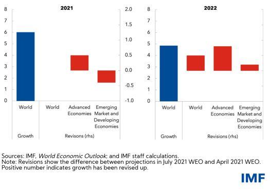 IMF가 전망한 선진국과 신흥국의 성장률 전망치. IMF 제공