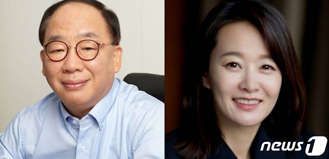 권오섭 엘앤피코스메틱 회장(왼쪽), 윤송이 엔씨소프트 사장(CSO).© 뉴스1