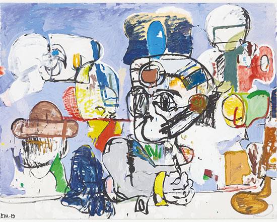 ‘무임승차(Easy Ride, 2019년)’. 재현과 추상 사이를 마음대로 오가는 자유로움, 대담한 선과 생생한 색채 등 거칠고 표현적인 길거리 미술의 특성을 캔버스에 잘 녹여낸 작품이다.