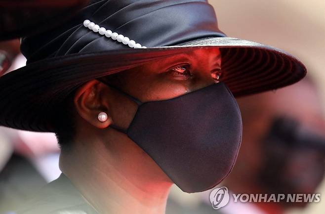 지난 23일 모이즈 대통령 장례식에서의 마르틴 여사  [AFP=연합뉴스 자료사진]