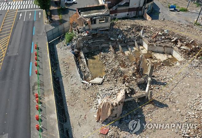 광주 학동 철거건물 붕괴 상흔 [연합뉴스 자료사진]