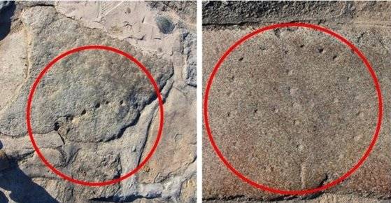 오작교에서 발견된 원형 윷판과 칠성 성혈. [사진 남원시]