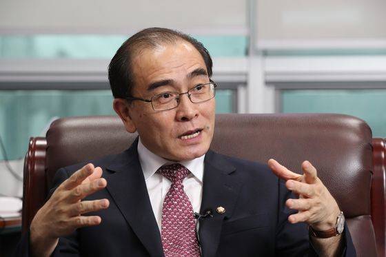 주영 북한 공사 출신의 태영호 국민의힘 의원. 우상조 기자