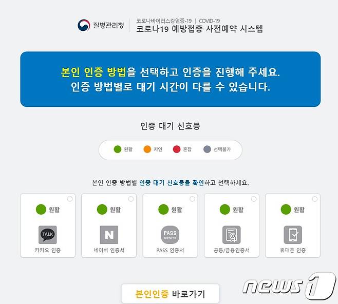 지난 9일 시작된 40대 이하 코로나19 백신 사전 예약 첫날, 우려했던 먹통 현상 없이 비교적 원활하게 예약이 진행됐다. (코로나19 예방접종 사전예약 시스템 갈무리) © 뉴스1