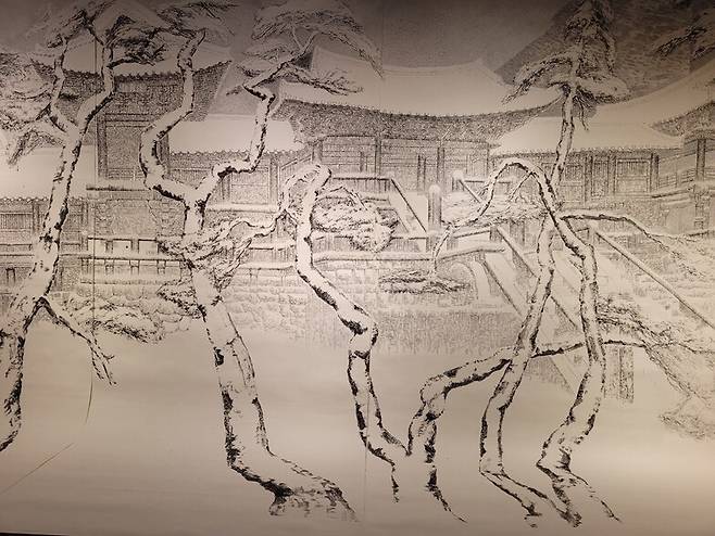 올해 그린 역작인 <불국설경>의 일부분.