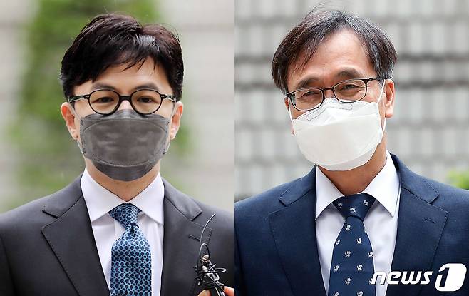 한동훈 사법연수원 부원장(사진 왼쪽)과 정진웅 법무연수원 연구위원(오른쪽). 021.5.21/뉴스1 © News1 민경석 기자