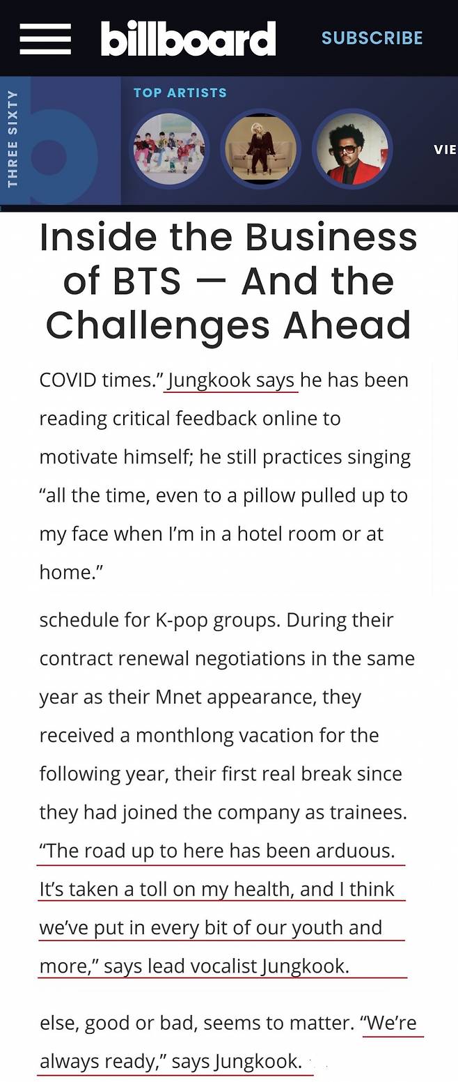 방탄소년단 정국 "비판적 피드백 읽으며 동기부여"..얼굴에 베개 올리고 노래 연습하는 끝없는 '열정'